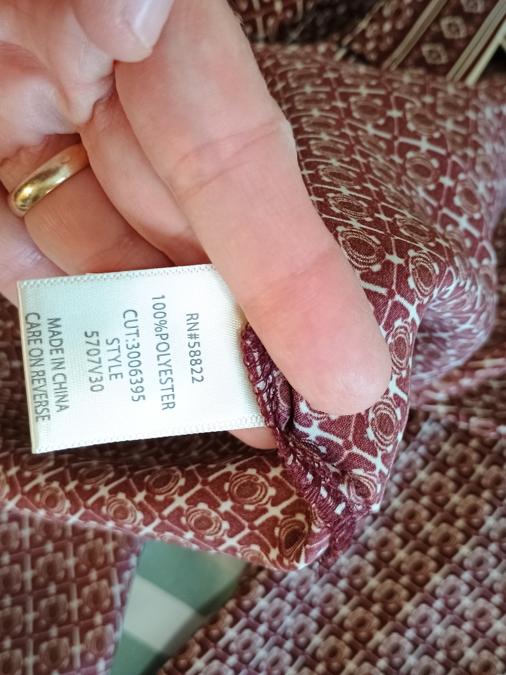 Max Studio Burgundy Geometric Button-Front Blouse - Picture 8 of 8